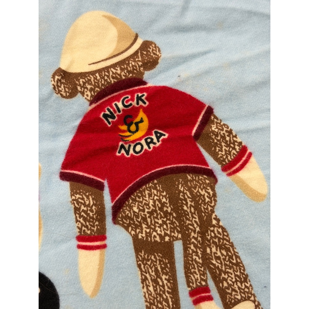 Nick & Nora Blue Sock Monkey Pajama Pants Mens Medium Cotton Bowling Retro - Picture 3 of 11